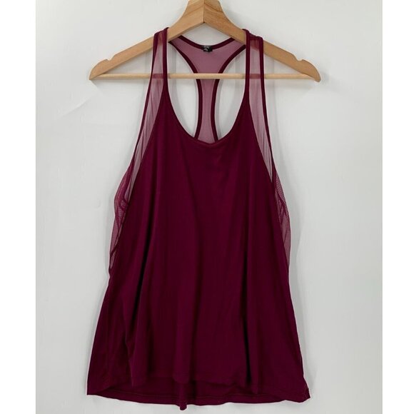 Victorias Secret Sport Lightweight Tank Top Mesh Detail Bugundy Women's Medium - Picture 2 of 6